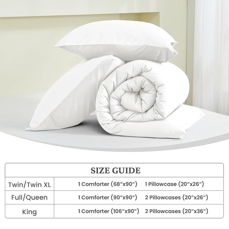 HOMTEC White Queen Size All-Season Down Alternative Comforter Set- Reversible, Lightweight Breathable Cooling Blanket, Ultra Soft Cozy, Perfect for Summer & Year-Round Comfort - Image 4